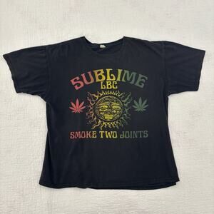 Men’s Sublime LBC Smoke Two Joints Shirt Black Band Tour Rock Reggae size XL